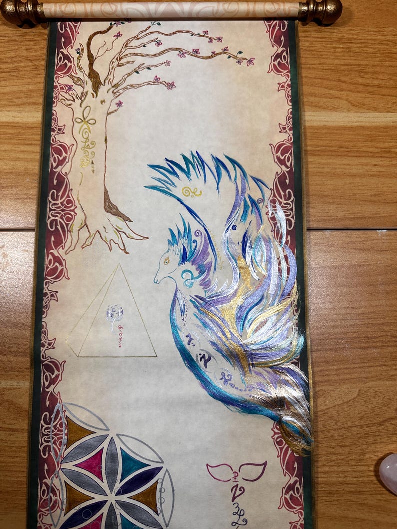Dragon Soul Scroll ~ Hand Painted Light Language Art 9x31 | Akashic Records Reading + MP3 | Past Life Soul Art | Antique Scroll image 5