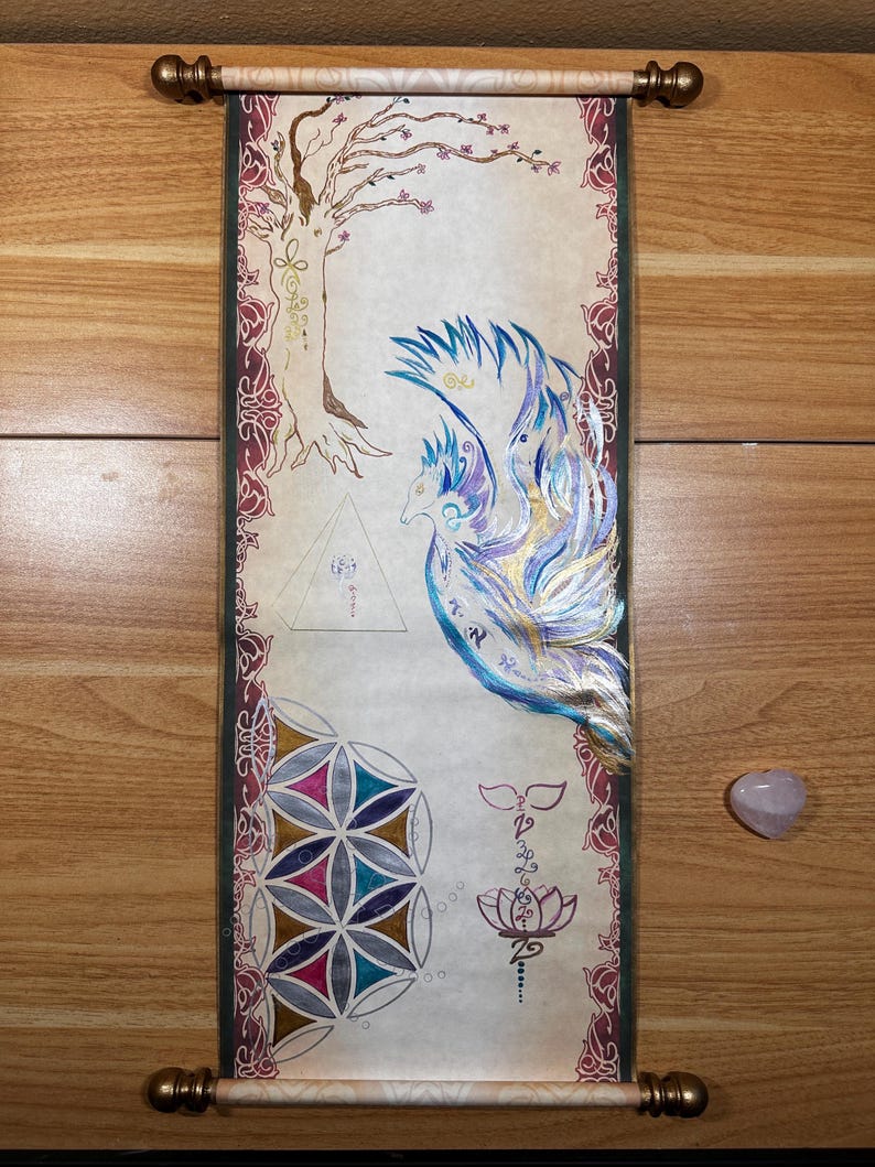 Dragon Soul Scroll ~ Hand Painted Light Language Art 9x31 | Akashic Records Reading + MP3 | Past Life Soul Art | Antique Scroll image 3