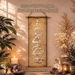 Pergamino del antiguo lenguaje de la luz para el despertar del alma / Protección y activación de la Divina Feminidad / Arte energético pintado a mano / Decoración espiritual