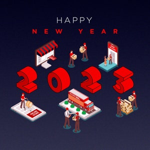 Illustration de la carte de vœux d’animation du Nouvel An 2023