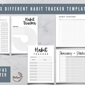 HABIT Tracker imprimible, PDF de seguimiento de hábitos, seguimiento de hábitos diarios circulares, bloc de seguimiento de hábitos diarios, PDF de tamaño medio carta A5 A4 imprimible #