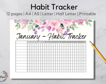 Habit Tracker Weekly, Monthly Habit Tracker, 30 Day habit tracking, Routine Tracking Habits, Weight loss tracker, hobonichi habit tracker #