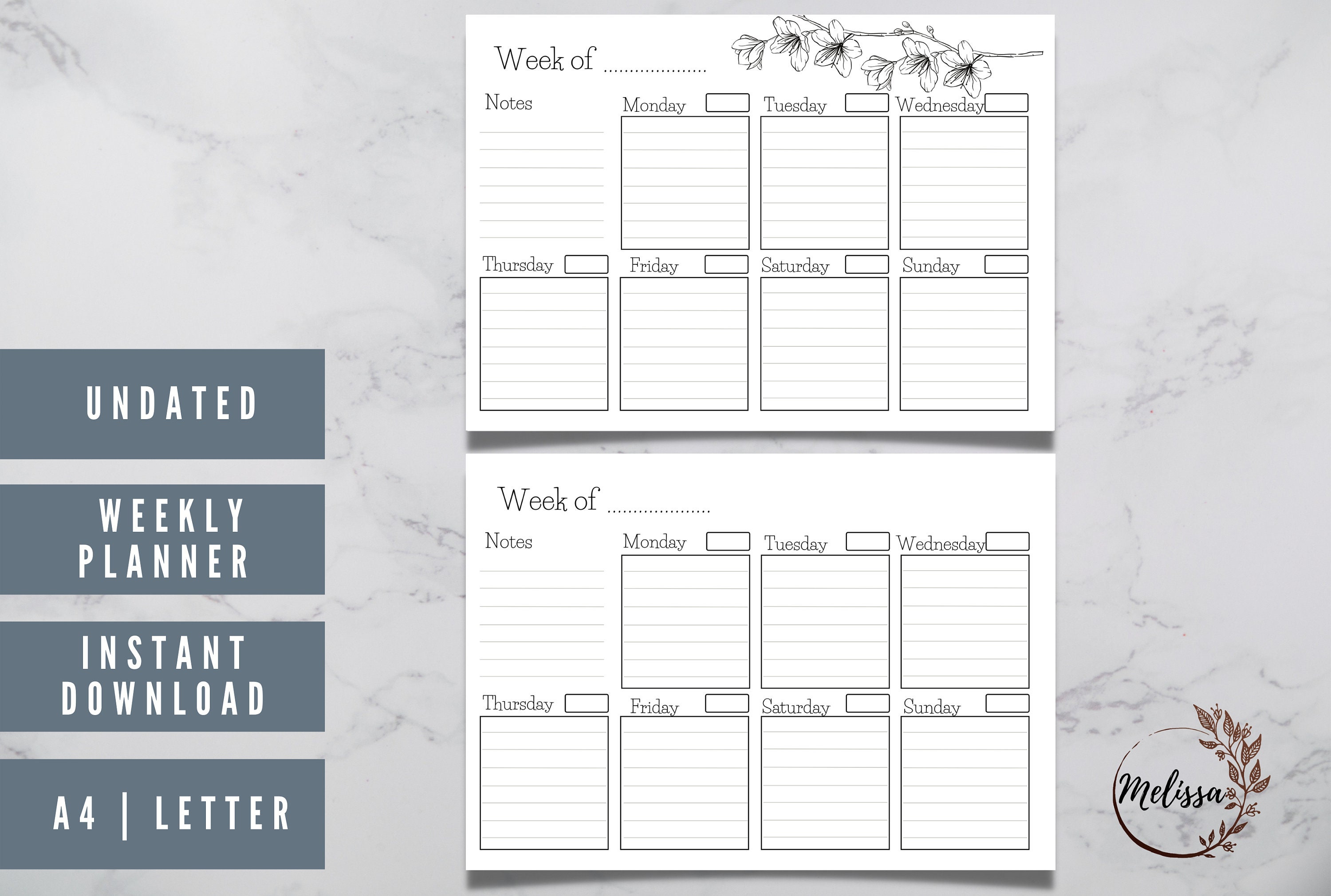 WEEKLY Planner Printable to Do List DESK PLANNER Printable - Etsy