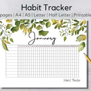 HABIT TRACKER Printable | Yearly Habit Tracker | Monthly Habit Tracker | Routine Tracking Habits | Hobonichi Habit Tracker