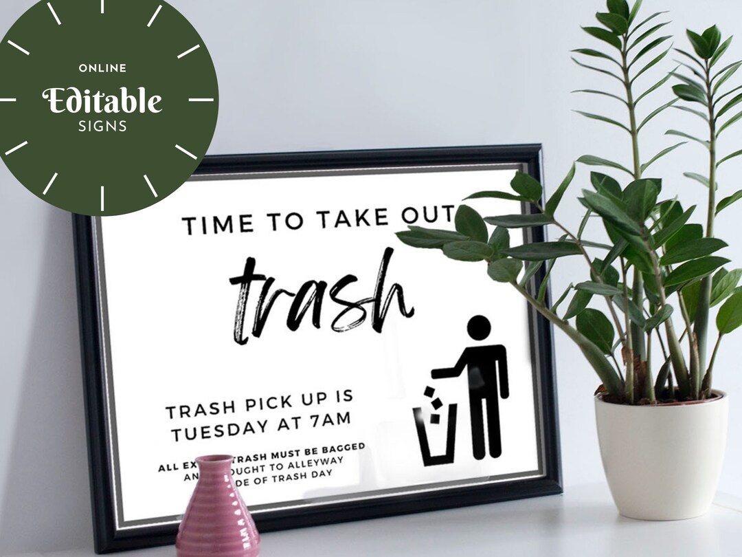 Trash Removal Sign for Airbnb and Short Term Rentals Etsy