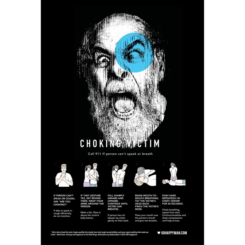 Choking Victim Poster, Divebar, Choking Poster, Choking First Aid