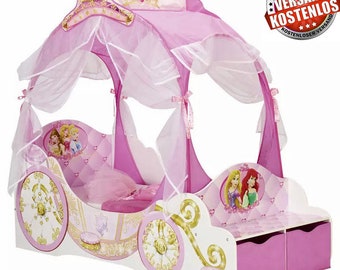 Toddler bed for girls in carriage design by Disney Princess with canopy