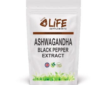 Ashwagandha Wurzel Kapseln 6000 mg Natürliche Ergänzung Ashwagandha Wurzel Extrakt Schwarzer Pfeffer Extrakt Ashwagandha Pulver