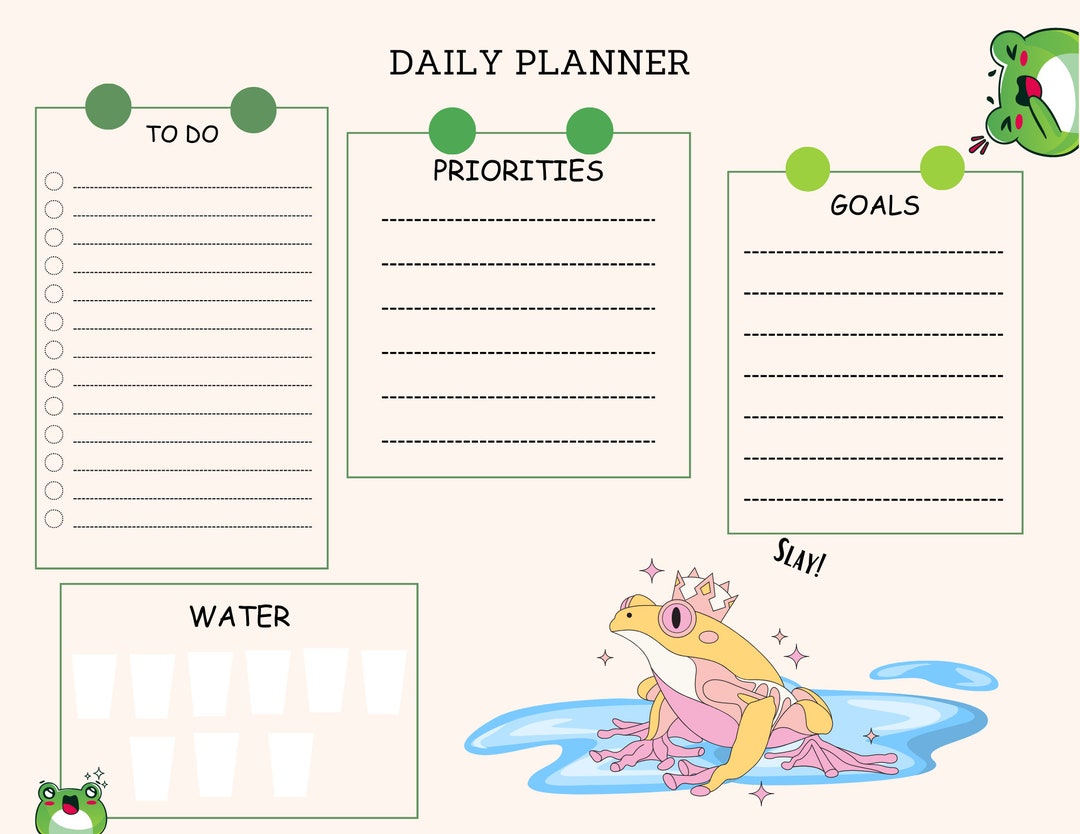 Frog Themed Daily Planner - Etsy