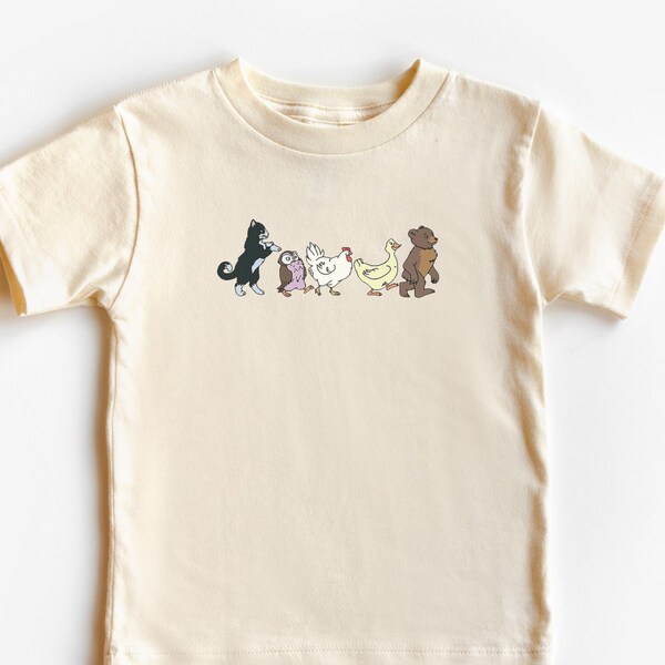 Little Bear Toddler T-shirt, Children's TV Show Tee, Kids Animated Series, Duck, Hen, Owl, Cat, Maurice Sendak, Animals Shirt, Book, Friends