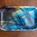 Blue Labradorite Rolling Tray | Decorative Metal Tray with Crystal Design 