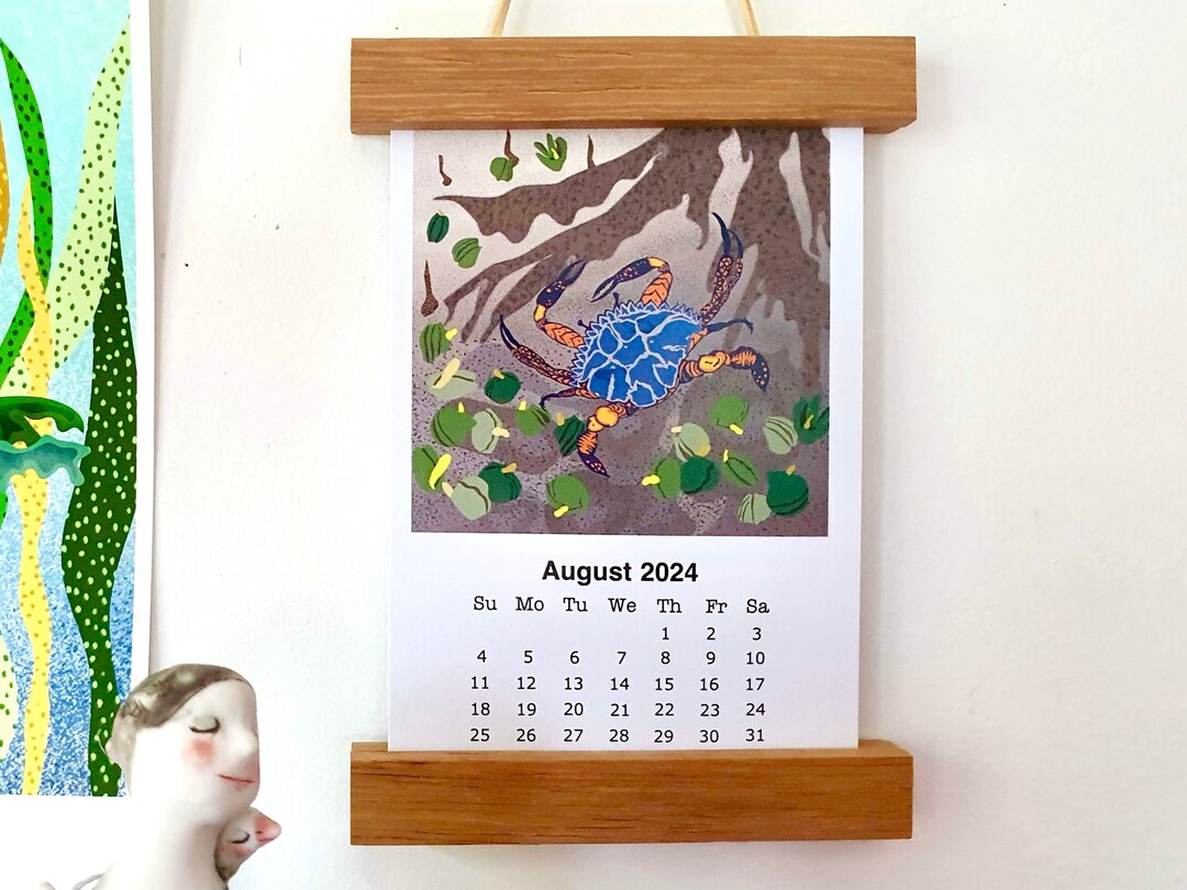 2024 Postcard Size Desk Calendar, Sea Life Coast Art Calendar, Reusable Ocean Animal Calendar