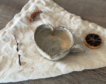 Rustic ceramic beige Heart cup