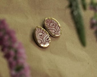 Red handmade ceramic earings