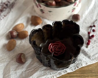 ceramic petal red rose cup-bowl