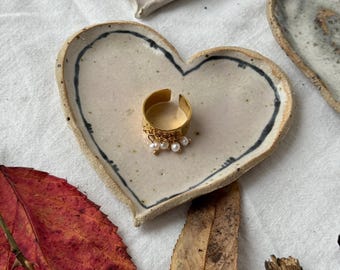 Heart ceramic handmade tray- jewellery dish -jewellery tray - stoneware jewellery dish