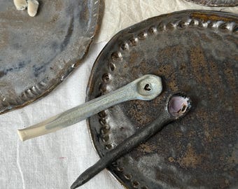 black- bronze rustic handmade serving plate -black wabi sabi tray
