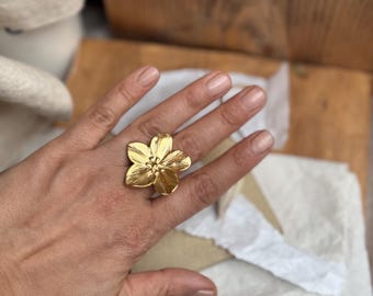 keejan stainless steel flower handmade rings