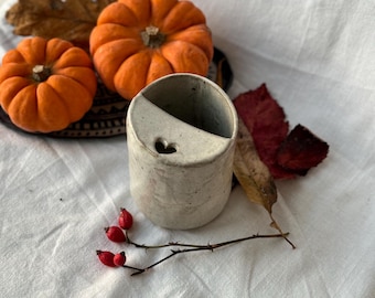 handmade ceramic coffee-tea travel mug with sipping lid