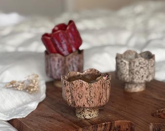 ceramic tulip cup pottery earthy mug rustic minimalist large espresso cup  aesthetic coffee latte  gift for her fired with Love