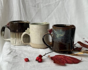 handmade ceramic stoneware coffee/tea mug- rustic and wabisabi design