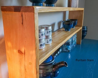 Wood Kitchen Counter Shelf,  Bathroom Counter Shelf, Shelf Display, Farmhouse Shelf, Wood Spice Rack, essential oil storage, Kitchen Storage