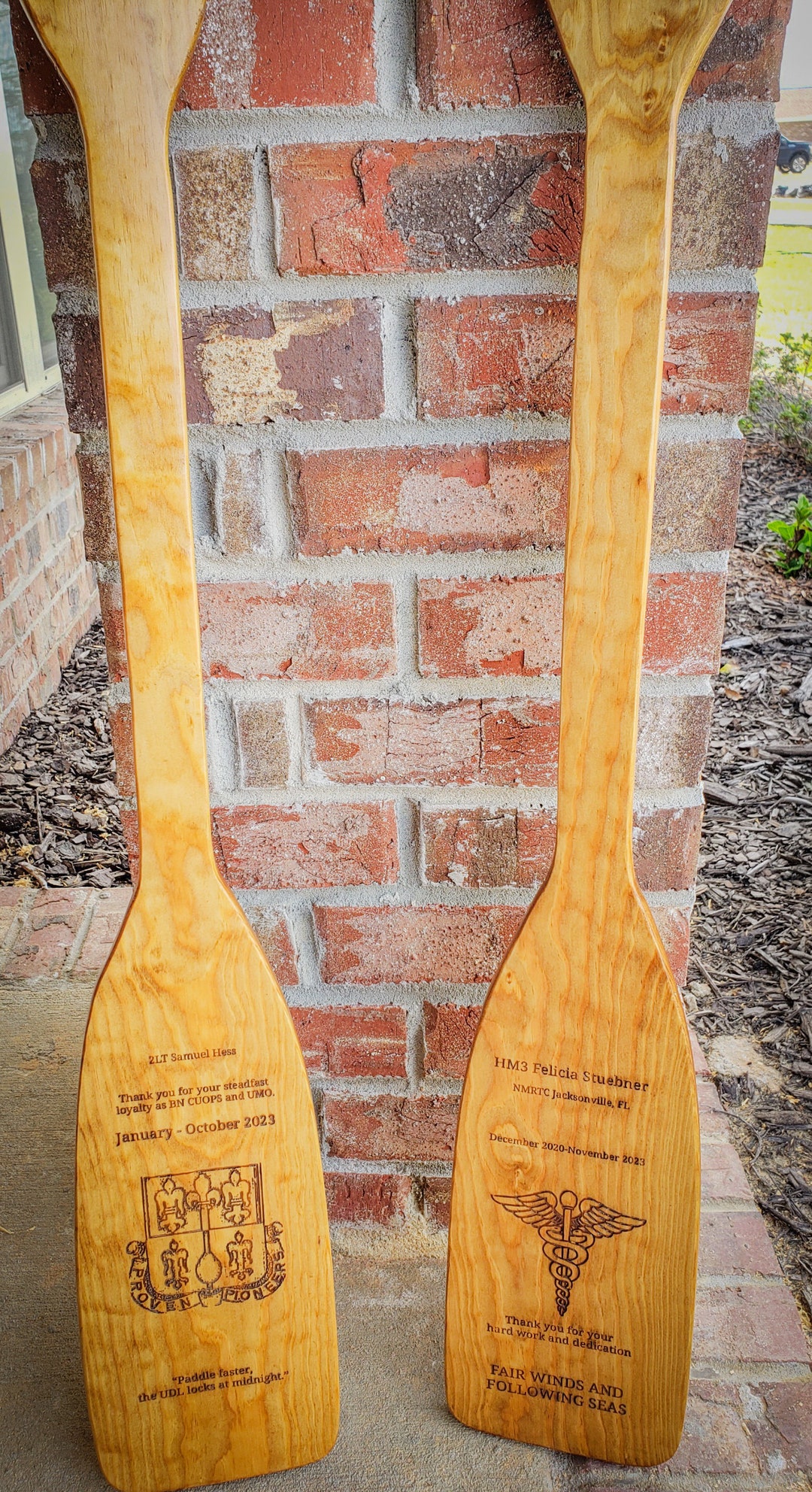 Custom Engraved Military Paddle, Hail and Farewell, Awards, Wood