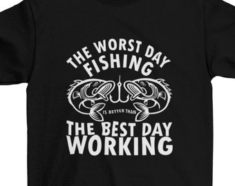 Worst Day Fishing Graphic T-Shirt/Tee, Fishing Tee, Fishing Enthusiast, Short sleeve Cotton Tee, Casual Sporty T-Shirt