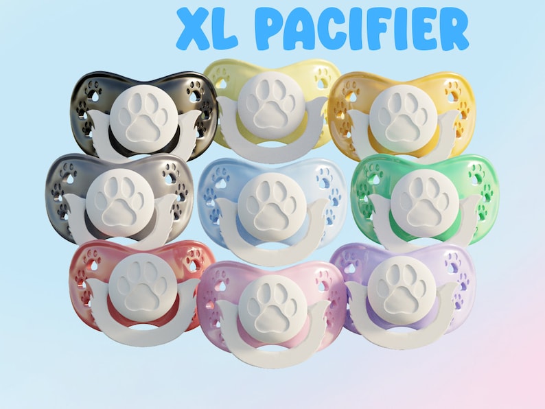 XL Paw Print Adult Pacifier ABDL image 1