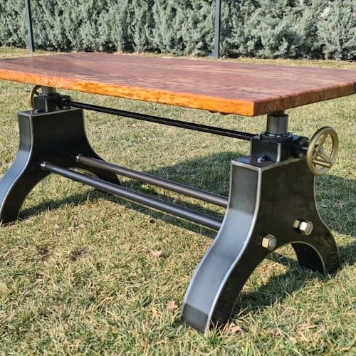 Adjustable Industrial Tableadjustable Height Desk Crank Etsy