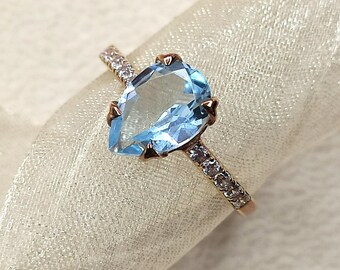 Herria Womens Drop Shape Blue Topaz Engagement Ring Herria Womens Drop Shape Blue Topaz Engagement Ring