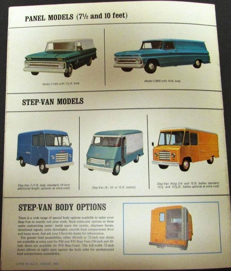 Panel Step Van 1964 Chevrolet Truck Panel & Step Van Models Sales Brochure - Etsy