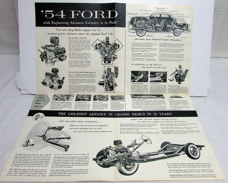 1954 Ford Mainline Customline Crestline Cars XL Sales Folder Original