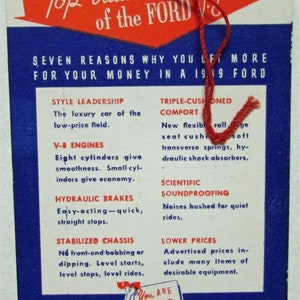 1939 Ford Einladungsmonat Top Wert Merkmale der Ford V8 Sales Card