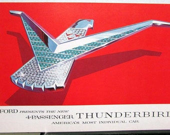 1958 Ford Thunderbird Dealer Sales Brochure Folder 4 Passenger Car Orig 12/57