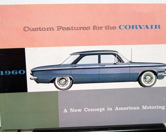 1960 Chevrolet Corvair Custom Features Sales Brochure Original Color