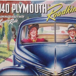 1940 年型プリムス ロードキングの販売パンフレット（封筒と品質比較表付き）