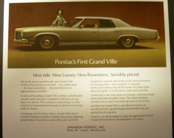 1971 Pontiac Grand Ville New Model Introduction Sales Brochure Folder