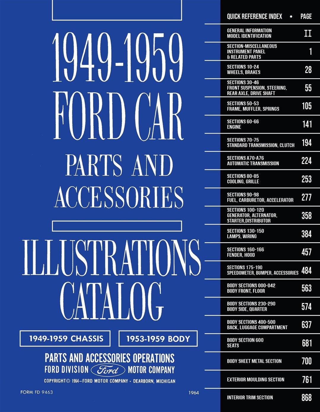 19491951195319561959 Ford Car Parts Book Manual Catalog Fairlane