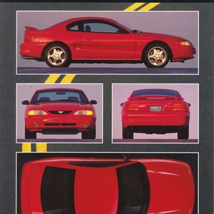 Ford Mustang Cobra Convertible SVT-dealer uit 1994 Verkoopbrochure met gegevenskaart