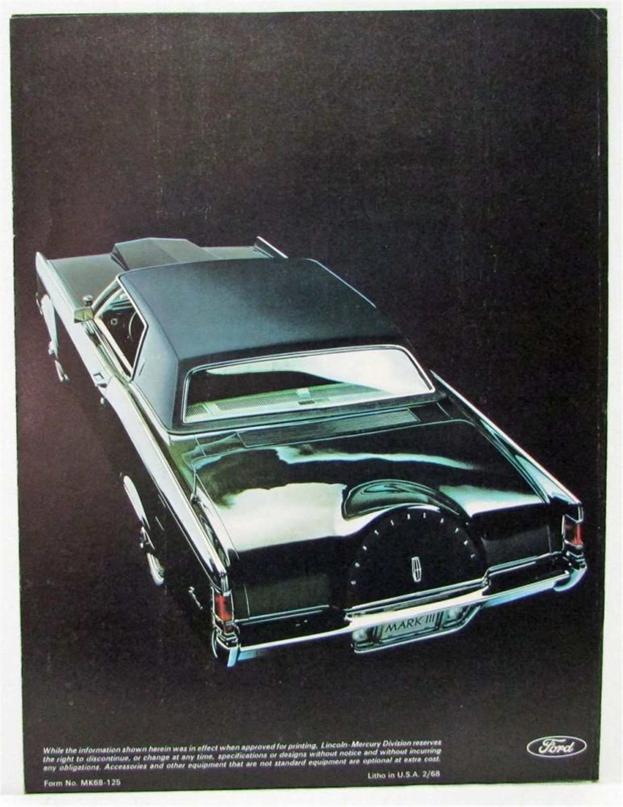 1968 Lincoln Continental Mark III Sales Brochure/folder Etsy