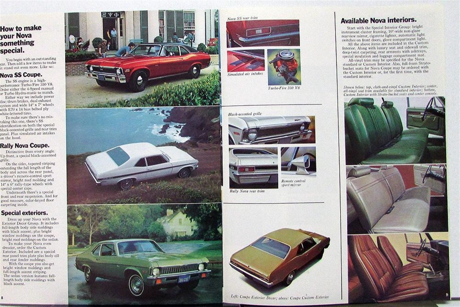 1972 Chevrolet Nova Coupe Sedan SS Rally Nova Sales Brochure Color ...