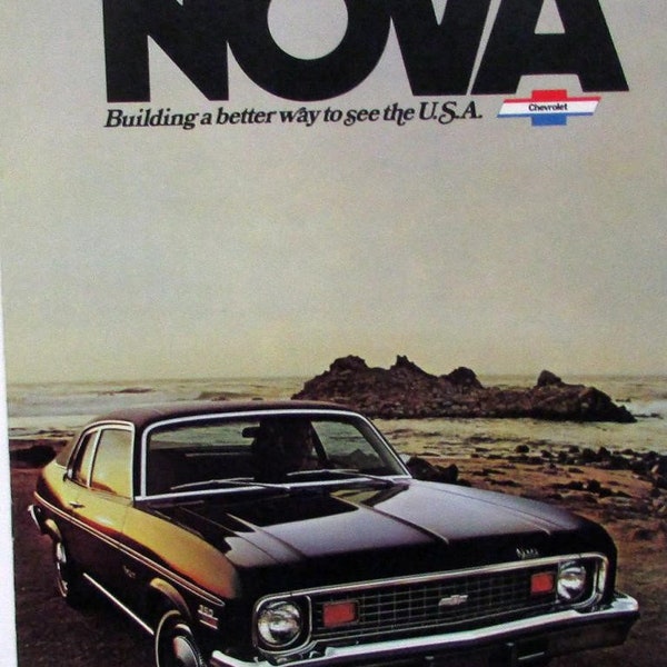 1974 Chevrolet Nova Custom SS Sedan Coupe Sales Brochure Original