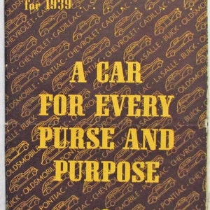 1939 General Motors Car for Every Purse and Purpose Sales Folder Poster