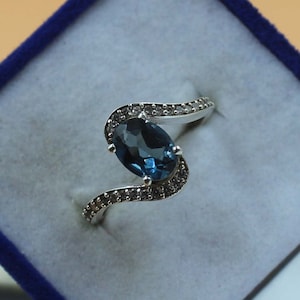 Natural London Blue Topaz Ring/ 925 Sterling Silver/ Solitaire Ring/ December Birthstone/ Gift For Her/ Gemstone Ring/ Wedding Silver Ring