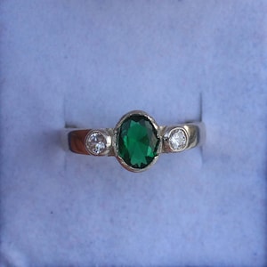 Anillo de esmeralda, anillo de plata de ley, anillo de compromiso con piedra preciosa verde, anillo de promesa, piedra de nacimiento de mayo, regalo de aniversario para ella