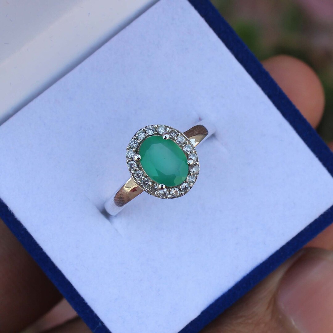 Green Onyx Ring 925 Sterling Silver Ring Onyx Ring Gift Ring Green Onyx Jewelry Green Cut Stone