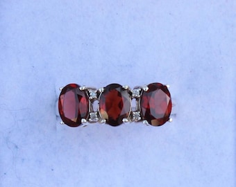 Sterling Silver Garnet Ring - Birthstone Jewelry Gift
