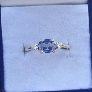 Tanzanite Ring Sterling Silver Tanzanite Ring Vintage Purple Engagement Ring For Women December Birthstone Anniversary Gift Promise Ring