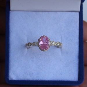 Lab Pink Sapphire Ring, 925 Sterling Silver Ring, Vintage Anniversary Ring, Unique Promise Ring, Handmade Ring, Prong Set Ring, Gift For Her